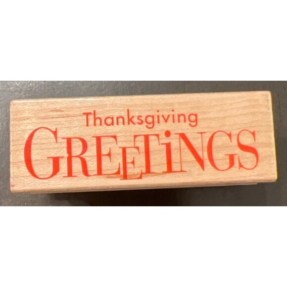 Thanksgiving Greetings Wood Mounted Rubber Stamp By Hero Arts C4299 - Picture 1 of 5